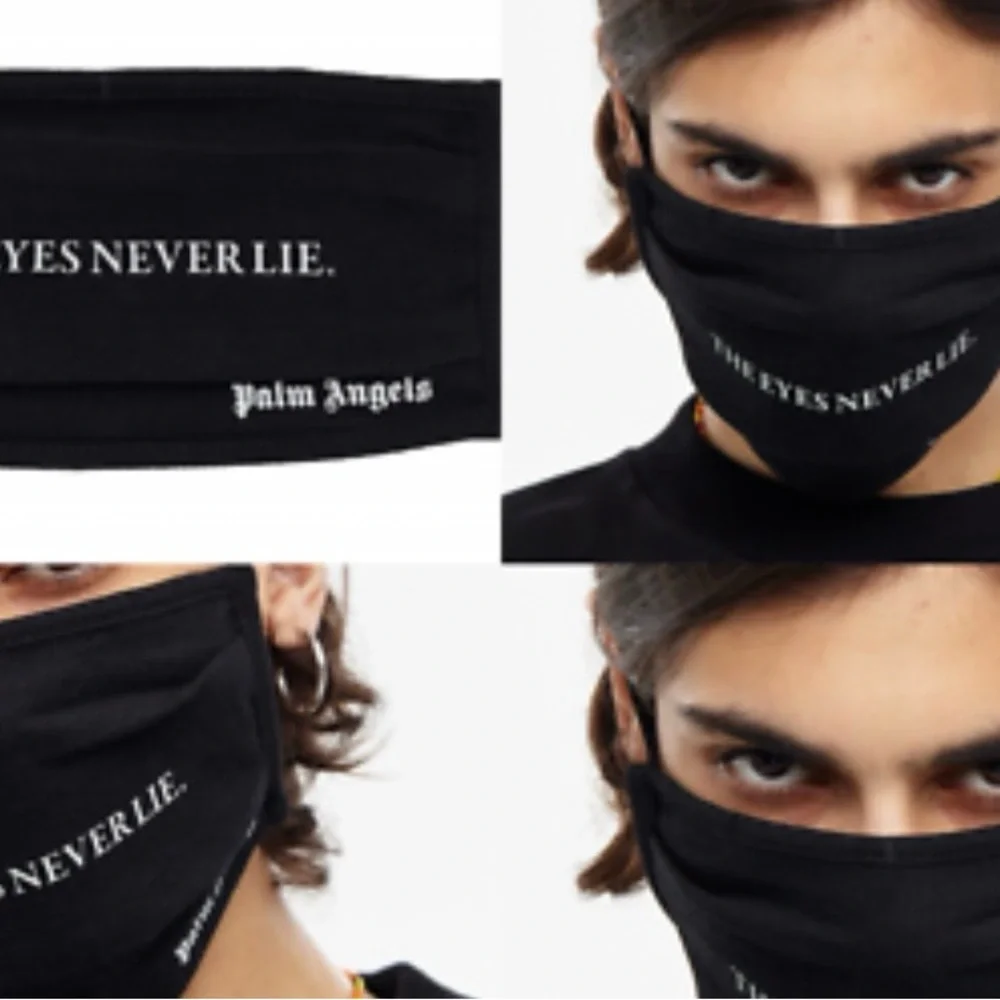 Palm Angels Black Mask with White Text